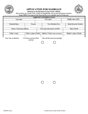 Application for Marriage