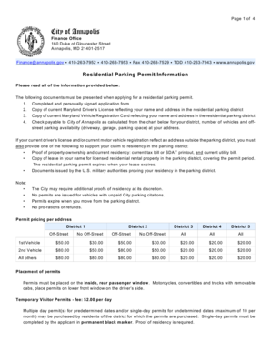 City of Annapolis Residential Parking Permit Application