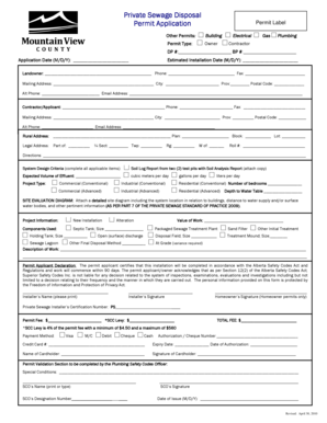Private Sewage Disposal Permit Application