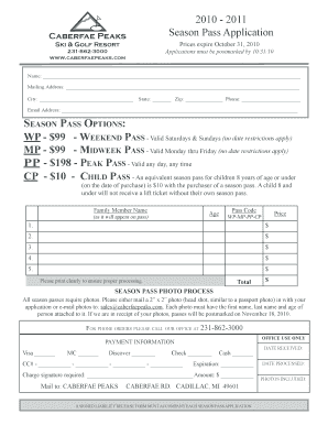 Caberfae Peaks Season Pass Application
