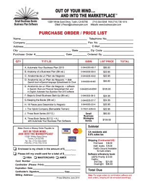 Purchase Order Price List