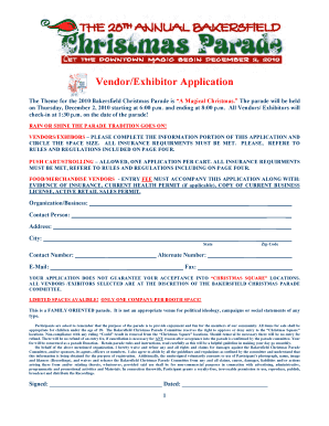 vendor application forms bakersfield christmas parade