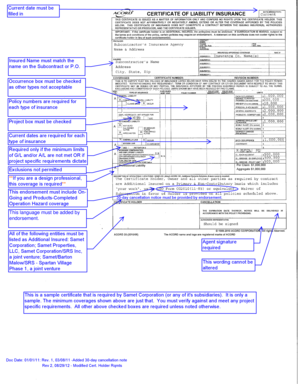 Certificate of Liability Insurance