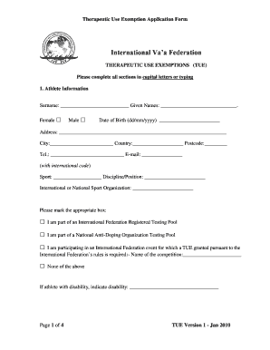 Therapeutic Use Exemption Application Form