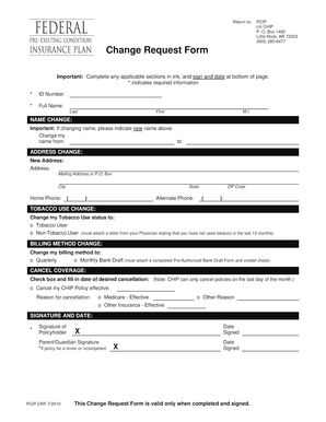 PCIP Change Request Form 7-2010 - BlueAdvantage