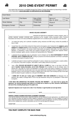 2010 One-Event Permit Waiver