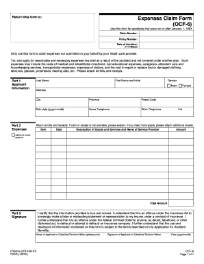 Expenses Claim Form OCF-6