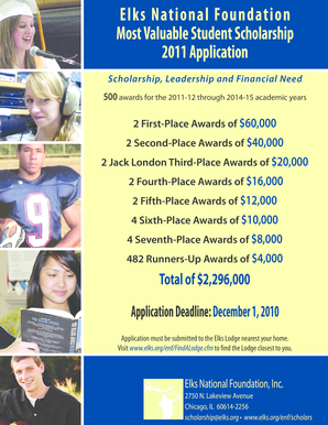Elks National Foundation 2011 Most Valuable Student Scholarship Application