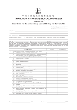 Sinopec Corp Proxy Form 2011