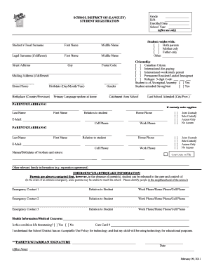 Secondary school registration form