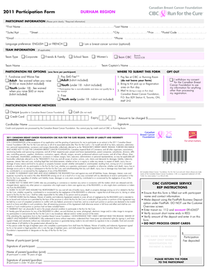 2011 Canadian Breast Cancer Foundation Participation Form
