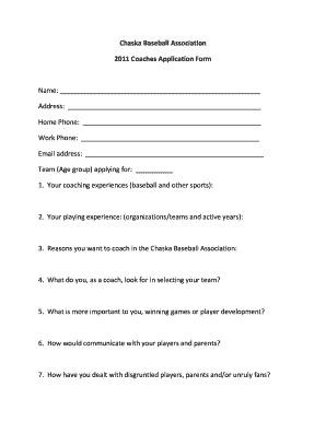 Chaska Baseball Association 2011 Coaches Application ... - NGIN