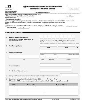 IRS Form 23 Application for Enrollment
