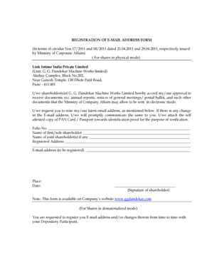Registration of Email Address Form