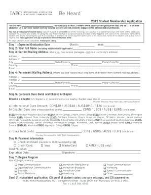 2012 Student Membership Application
