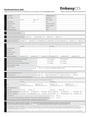 Embassy Enrolment Form 2012