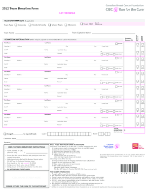2012 Team Donation Form