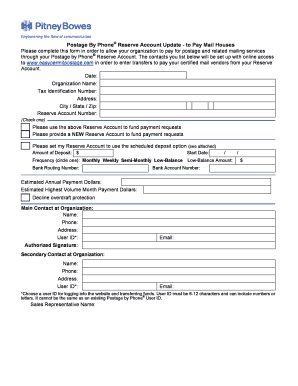 Postage By Phone Reserve Account Update Form
