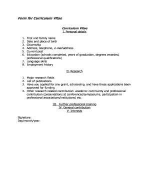Curriculum Vitae Form