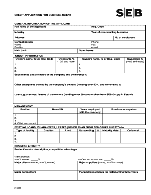 Credit Application for Business Client