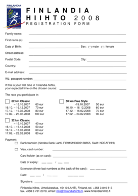 Finlandia-hiihto 2008 Registration Form