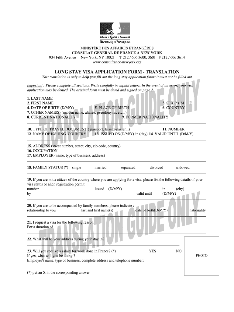 Fillable Online Long Stay Visa Application Form Translation The EU Studies Fax Email Fillable Online Long Stay Visa Application Form Translation The EU Studies Fax Email