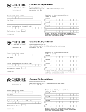 Cheshire ISA Deposit Form