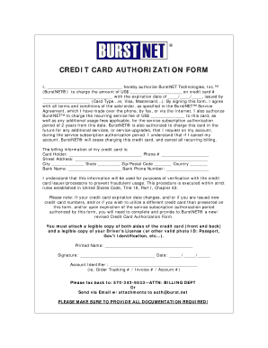 Credit Card Authorization Form