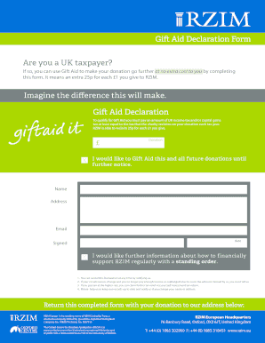 UK Gift Aid Declaration Form