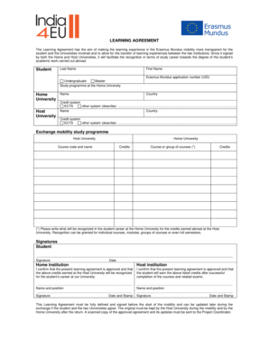 Erasmus Mundus Learning Agreement