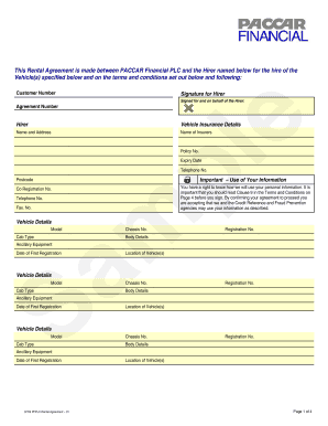 PACCAR Financial PLC Rental Agreement