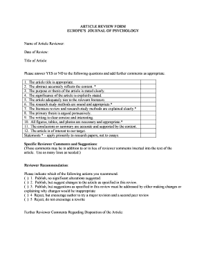 Article Review Form - Fill Online, Printable, Fillable, Blank 