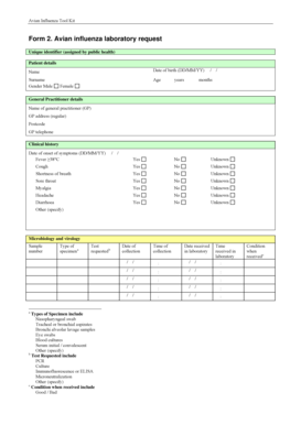 Avian Influenza Laboratory Request Form