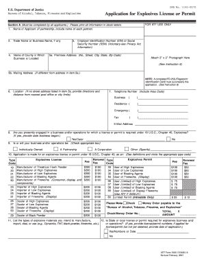 ATF Explosives License or Permit Application