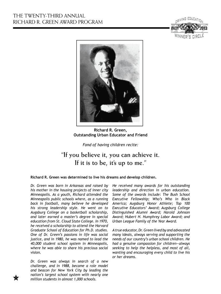 Richard r green award program - Council of the Great City Schools Preview on Page 1