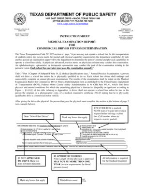 Texas School Bus Driver Medical Examination Report