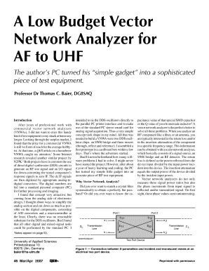 a low budget vector network analyzer for af to uhf
