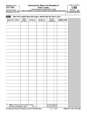 Schedule D-1 Continuation Sheet