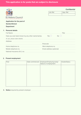 UK Job Application Form