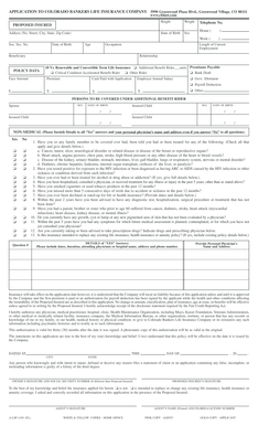Colorado Bankers Life Insurance Application
