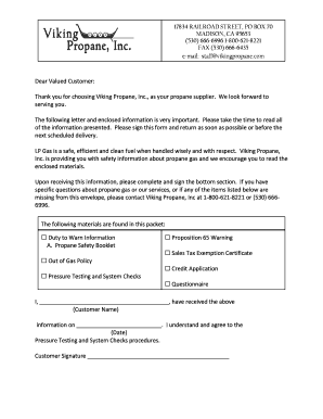 Dear customer letter - New Customer Packet - Viking Propane, Inc.