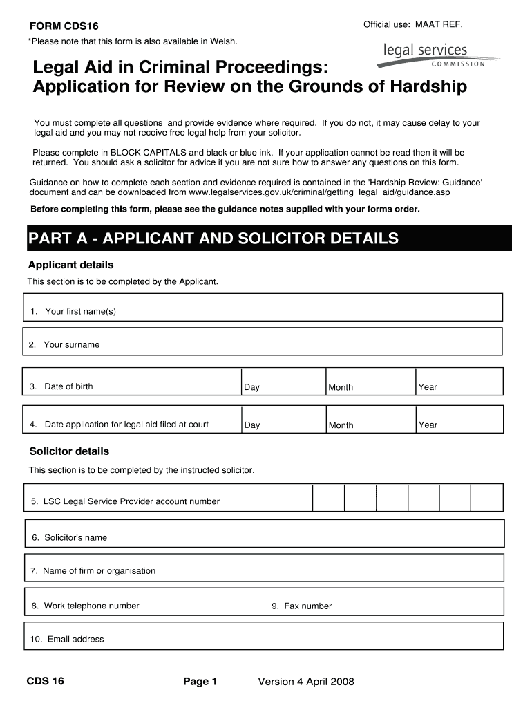 Legal Aid in Criminal Proceedings: Application for Review on the Preview on Page 1
