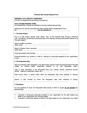 Personal Data Access Request Form PERSONAL DATA (PRIVACY ...