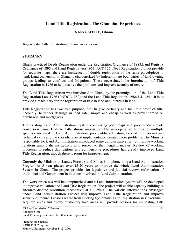 Land Title Registration Preview on Page 1