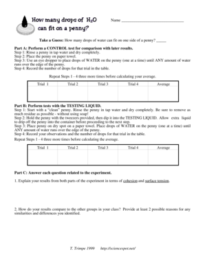 Drops on a Penny Experiment