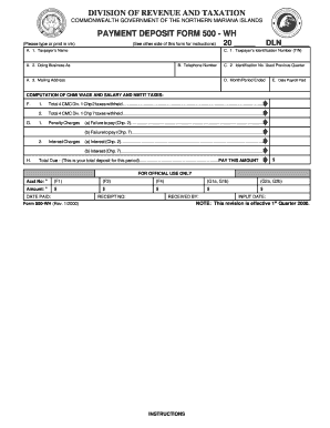 CNMI Payment Deposit Form 500-WH