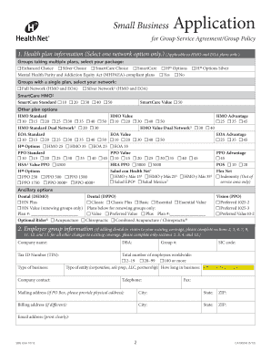 Small Business Group Service Agreement Application