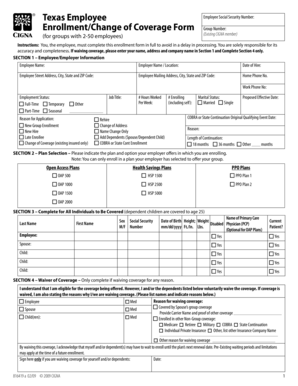Texas Employee Health Insurance Enrollment Form