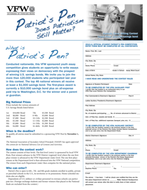 2010-11 Official Student Patriot’s Pen Competition Entry Form