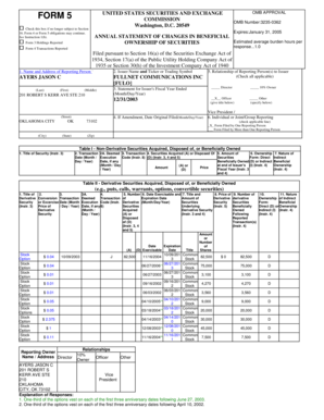 Form 5 Annual Statement of Changes in Beneficial Ownership